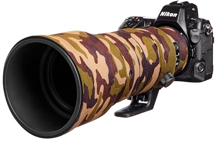 easyCover - Lens Protection Camouflage Cover - Objektivschutz - Schutz für Ihr Kameraobjektiv - Geeignet für Nikon Z 400mm f/4.5 VR S - Braune Camouflage