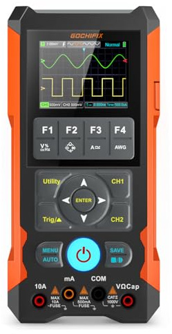 Handheld Oscilloscope Multimeter GOCHIFIX Waveform Generator 3 in 1 Automotive Oscilloscope 2 Channel 80Mhz Bandwidth 200Msps Sampling Rate Signal Generator Digital Oscilloscope Multimeter