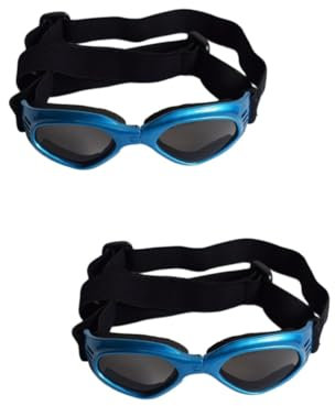 Angoily 2stücke Hundebrille Für Hunde Und Katzen Uv-Schutz Und Windschutz Einstellbare Schutzbrille Für Haustiere Blau Für Outdoor-aktivitäten