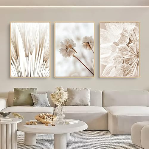Trayosin 3-teiliges Poster Set,Moderne Boho Pampasgras Bilder Wohnzimmer Deko Schlafzimmer Wandbilder Beige Kunst Bild ohne Rahmen Kunstdruck Leinwandbild (D,40x50cm)