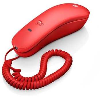 Motorola Voice - Telefono con filo CT50, Design semplice e compatto con funzione radiale, Disattivazione microfono, Montaggio a parete, Controllo volume suoneria - Rosso