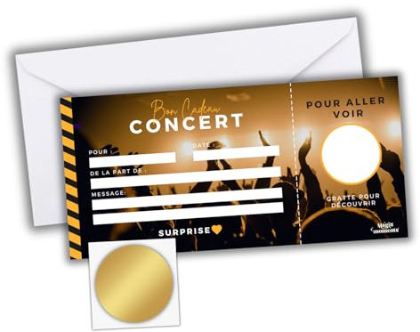 Gutschein Überraschungsgeschenk zum Kratzen | personalisierbare Lebenserfahrung | originelle Ankündigung zum Verschenken | für Überraschungsgeschenke für Liebhaber, Familie oder Freunde (CONCERT)