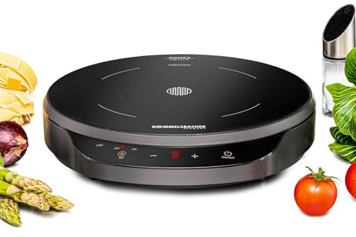 ROMMELSBACHER Einzelkochplatte CTA 1800/IN, Camping, Induktion, runde Bauform, kompakt & platzsparend, 9 Leistungsstufen, POWER Switch - bedarfsgerechte Strom-/Leistungsbegrenzung