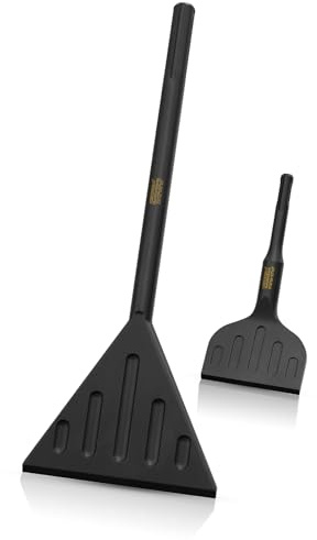CSOOM SDS Plus Lot de 2 burins à mastic pour enlever les colles de sol, tapis, linoléum, colle à carrelage, carrelage en PVC et peintures
