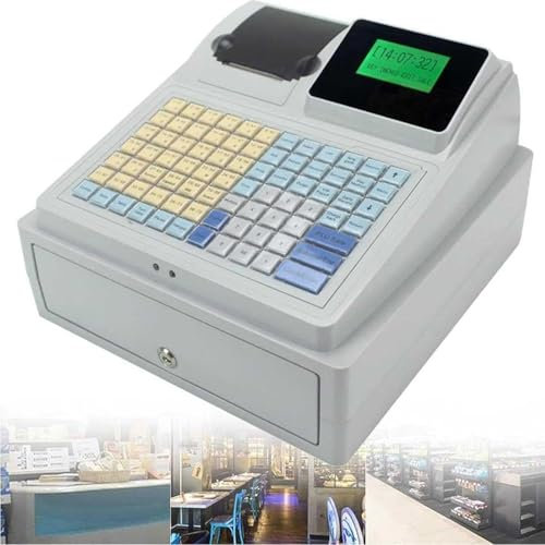 DHMYDPDZ Elektronische Registrierkasse,Elektronische Registrierkasse für Einzelhandel/Restaurant, Gewerbekasse mit 8 digitalen LED-Kundenanzeigen und abschließbarer Schublade