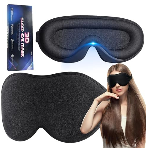TINA.WIN Seiden Schlafmaske FüR Herren Frauen, Schlafmaske Frauen, 100% Bio Schlafmaske Seide, Travel Essentials,Mit Mit Verstellbar Gummiband,Festival Gadget(Schwarz)