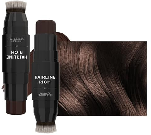 Stick per il ritocco delle radici, Stick per la polvere dell'attaccatura dei capelli con testa a spazzola, Stick per la modifica dell'attaccatura dei capelli,02# Marrone nero scuro