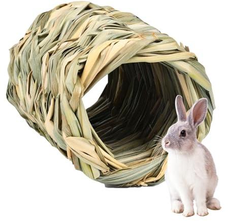 Túnel de Hierba de Conejo – escondite, Ropa de Cama Natural Tejida a Mano | Túnel Interactivo para Mascotas para hámsters, cobayas, Chinchillas y Animales pequeños, casa de Comestible