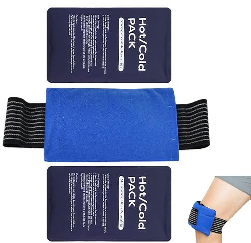 Ice Packs for Injuries Reusable 3 pcs Set, Gel Hot & Cold Help Relieve Joint Pain, Muscle Pain, with Adjustable Straps, Treat Arms, Shoulders, Knees, Legs Back