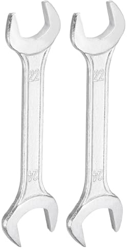 sourcing map 2 chiavi a doppia estremità aperta, 22 mm x 24 mm, metriche con angolo di offset di 15 gradi, chiave a testa piatta piccola, chiave zincata a estremità aperta, per riparazione