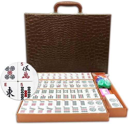 American Mahjong Set 166 White Engraved Tiles For Mah Jongg Game Play | Includes dice chips manual and wind indicator with a travel size carrying case Racks and Pushers are NOT INCLUDED