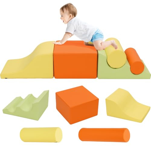 EULEUY Kinder-Klettermatte Aus Schwamm,Schaumstoff Bausteine Baby.Montessori Spielzeug Kids Soft Play Set, Motorikwürfel Spielzeug ab 1 Jahr Baby Soft Play Set Für Zuhause & Kita