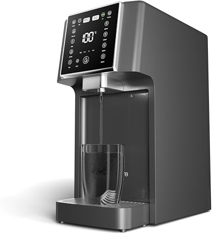 OasisPure Slim Osmoseanlage Trinkwasser Auftisch | Direct Flow Umkehrosmoseanlage | Heißwasserspender | 4 Temperaturstufen | 3S-Heizung | Kalkfilter | UV | Osmose Wasserfilter für Küche Büro