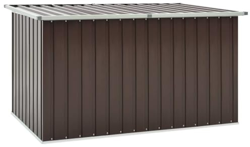 homiuse Gartenbox Kissenbox Aufbewahrungsschrank wasserdicht Gartenbox klein Outdoor wasserdicht verzinkter Stahl Scharnierdeckel braun 171 x 99 x 93 cm