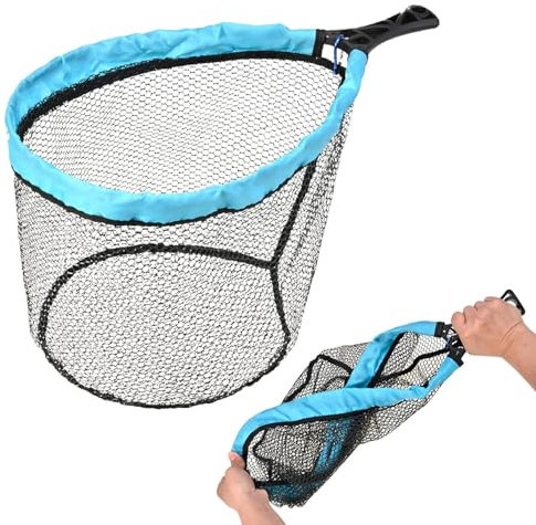 Ruwshuuk Épuisette de Pêche | Épuisette Pliable à Manche pour Poissons - Polyvalent pour La Pêche en Eau Douce Et Salée, pour Truite Poisson-Chat Crevette Écrevisse