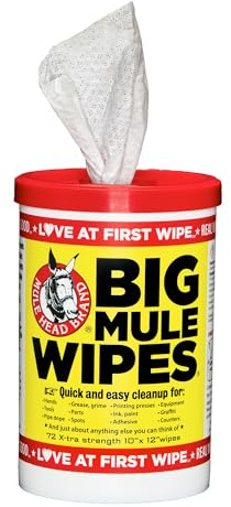 Mule Head Brand XL Heavy-Duty Cleaning Wipes – (10 x 12) – All-Purpose Garage, Automotive & Car Interior Cleaning – Ink, Paint, Tar & Grime Remover – Home, Tools & Multiple Surfaces