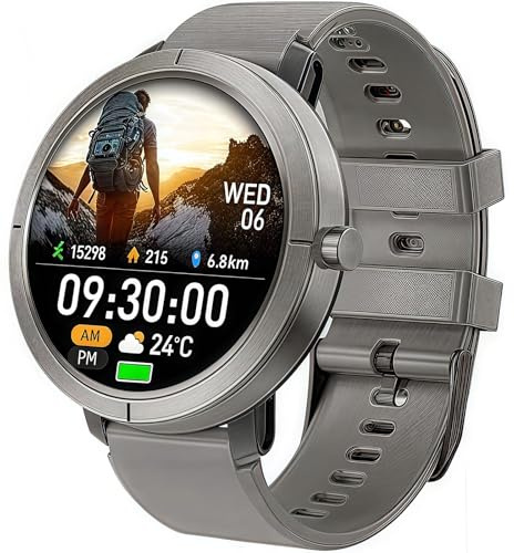 ILESTDG Alpha Sport Smartwatch Beyerwerk, 1.32'' AMOLED-Display, Fitness-Tracker, Herzfrequenz-Schlafmonitor SpO2 (Grau)