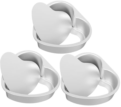 Mipcase 3pezzi Teglia in Lega Di Alluminio Forma Di Cuore Antiaderente Fondo Staccabile Per Torta Adatta Al Forno Ad Alte Temperature