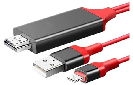 KNNGZTSSR Cable de conversión de Monitor y Video, Compatible con iPhone, iPad Mini, proyector de iluminación a HDMI, Adaptador AV Digital, convertidor de Pantalla 4K HD.(1pcs)