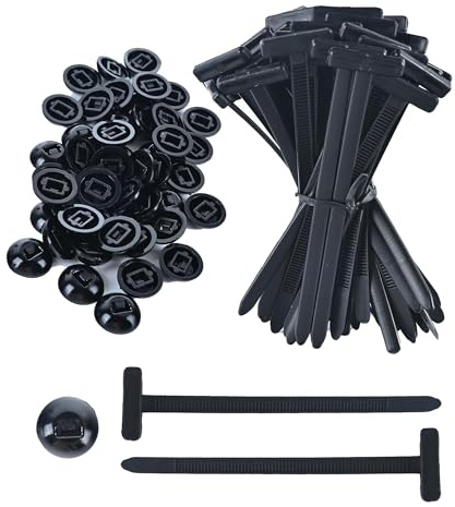 Juego de 50 bridas universales de nailon resistente a los rayos UV negro con cierre de hebilla, adecuado para gestión de cables, mantenimiento de automóviles, aplicaciones domésticas y de maquinaria