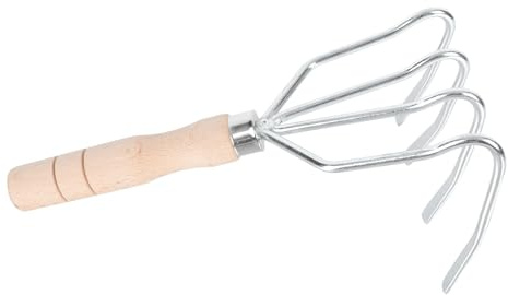 Yardenfun Rastrello da Giardino Denti in Acciaio con Manico in Legno Ergonomico Strumento Leggero e Compatto per Dissodare e Zappare Terreno per Orto e Giardinaggio Professionale