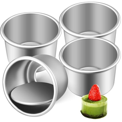 SHINEOFI 4-Pack Round Cake Pans with Removable Bottoms Small Aluminum Baking Tins for Cheesecake Chiffon Cake Brownies Ideal for Family Baking and Party Desserts