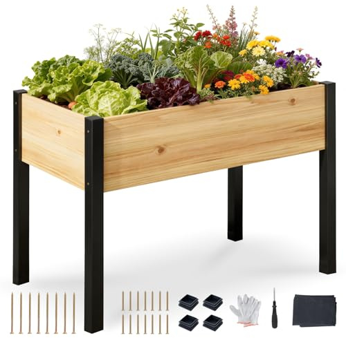 ZIKEBTUY Hochbeet aus Holz - 116x60x80cm Großes Erhöhtes | Stabil Pflanzkasten & Blumenkasten - PflanHochbeet aus Holz zbeet Kräuterbeet Blumenbeet für Garten Balkon Terrasse