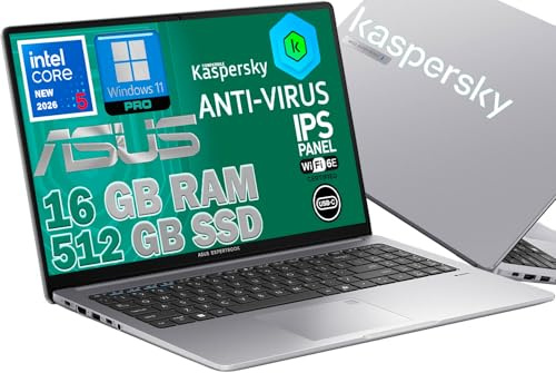 ASUS Notebook ExpertBook 15,6 Intel Core 5-210H 14ª Gen fino a 5GHz, 16GB RAM DDR5, 512 GB SSD, Win11 Pro, incluso Antivirus Compatibile KASPERSKY Tastiera QWERTY, Fingerprint