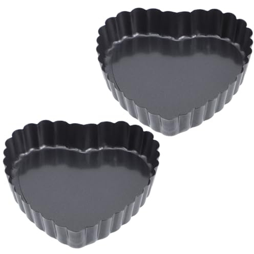 INOOMP Teglia da Forno a Forma di Cuore 2 Pezzi Ondulato, Fondo Estraibile, Antiaderente, per Pizza e Pancake, Resistente al Calore, per Preparazioni Casalinghe