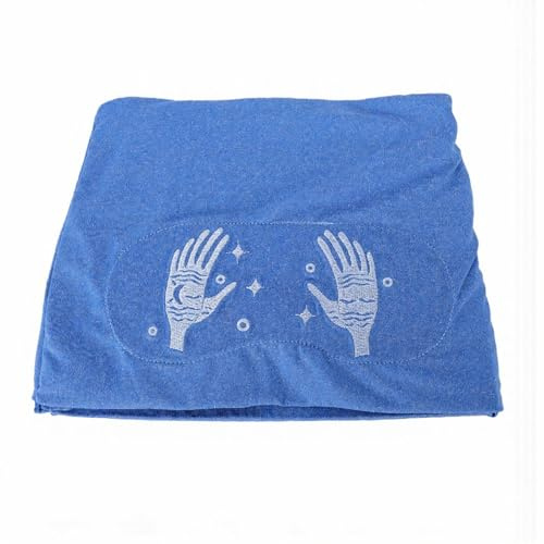 ACOGEDO Berretto per la Cura della Testa con Copertura per gli Occhi Staccabile, Avvolgimento Caldo-freddo con Compressione a 360° per Alleviare la Tensione della Testa (Ricamato Blu)