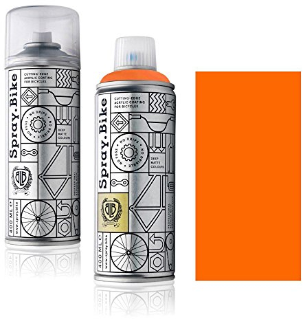 Fahrrad Lackspray in NEON Farben - KEINE GRUNDIERUNG notwendig - Acryllack/Lack Spray in 400 ml Spraydose, Matt- und Klarlack Optik möglich (Klarlack Set, Neon Orange)