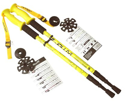 Joluvi Unisex Active Bastones Trekking, 68-135 cm Talla, Amarillo Neón/Negro