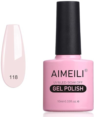 AIMEILI Soak Off UV LED Light Pink Gel Nail Polish - Gardenia Jasminoides Ellis (118) 10ml