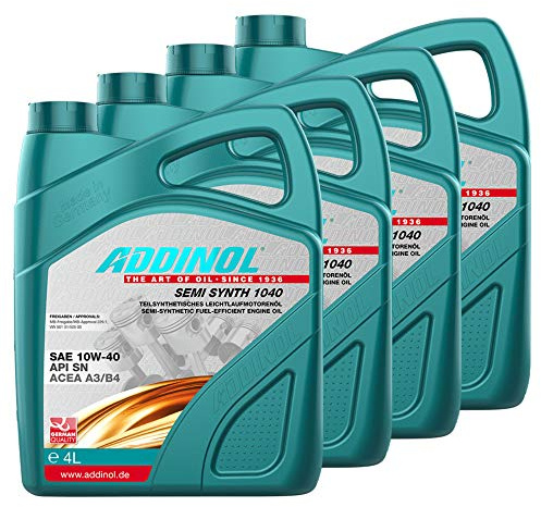 4X Addinol Motoröl Motorenöl Motor Motoren Motor Oil Engine Oil Benzin Diesel 10W-40 Semi Synth 1040 5L 72098481