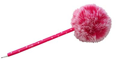 Tinc söt fluffig pom-pom penna för festväskor, skolmaterial kulspetspenna, rosa