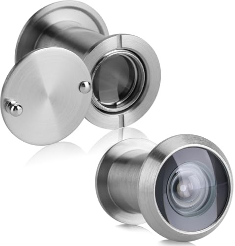 Zerodis Door Viewer,220 Degree Wide Angle Home Security Hole Optical Glass Door Scope Viewer with Privacy Cover for Thickness 35mm to 60mm Doors(Brushed Silver)
