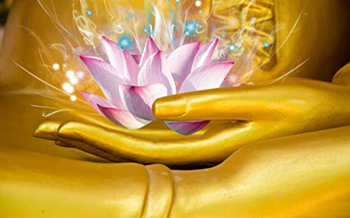 Papel Pintado Pared 3D Estatua De Buda Zen Dorado Lotus Papel De Pared Tela No Tejida Fotomurales De Decorativos Pared Murales 350x245cm