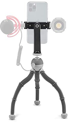 JOBY Camera Tripod, Mini Flexible Stand with GripTight 360 Phone Holder w Cold Shoe Mount, 1/4 screw, Compatible with iPhone 15 14 13 Pro Max XS Samsung, Canon Nikon Sony Cameras, Medium