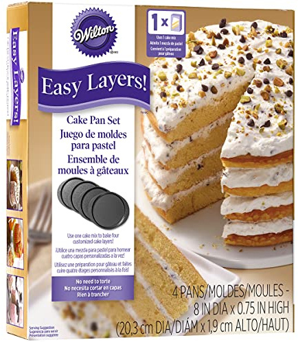 Wilton redondo fácil capas para tartas Set, Gris, 4 piezas
