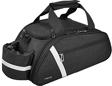 MOSISO Fahrrad Rack Tasche, Wasserdicht Fahrrad Koffer Rücksitztasche Radfahren Reflektierend Rücksitz Frachtlager Gepäck Sattel Umhängetasche mit Wasserflasche Halter & Handhaben, Schwarz