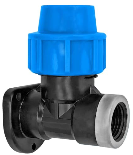 MegaHaustechnik Wandwinkel, 20mm x 1/2 Zoll IG, PP-Fitting Klemmverbinder | Trinkwasser geeignet, Druck 16 Bar, für PE-Rohr-Außendurchmesser 20mm, Deckenwinkel für Wasserhahn