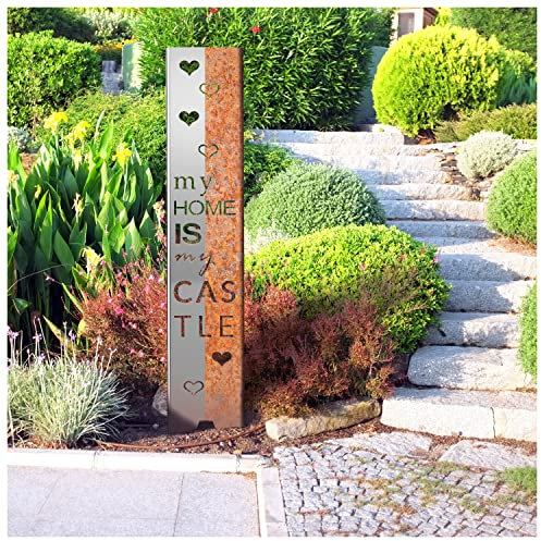 tuning-art EW102-E Gartenstecker Gartenschild Castle | Garten Deko | Abkantung | 120cm x 21cm