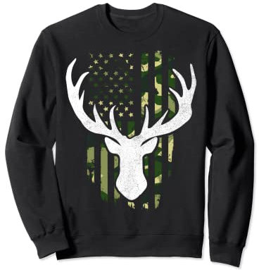 Lustige amerikanische Flagge, Weißschwanz-Elch, Jagdbekleidung, Herren Sweatshirt