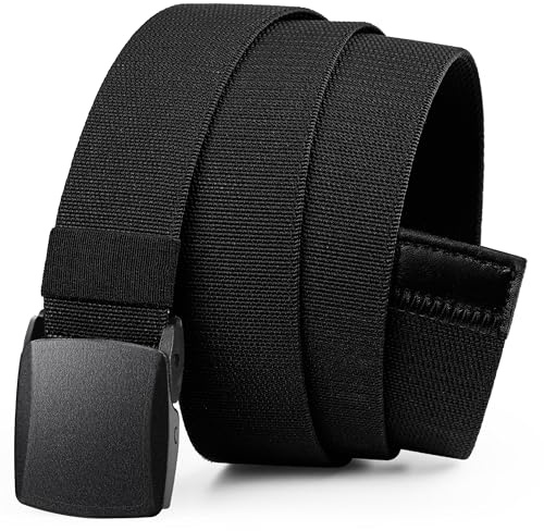 Bon4Extrao Elastischer Gürtel Herren, 38mm Stretchgürtel Herren mit YKK-Kunststoff-Schnalle Metallfrei & Flughafentauglich, Stoffgürtel für Arbeit, Wandern & Business, Individuell Kürzbar