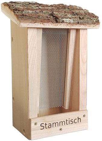 Dokkodo – Vogelfutterhaus Stammtisch – Wetterfestes Hängendes Vogelhaus aus Massivholz – Langlebige Vogelfutterstation für Wildvögel & Meisen