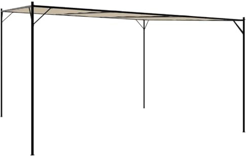 vidaXL Pavillon, Gartenpavillon Überdachung Stahlrahmen, Pergola Vordach für Terrasse Garten, Partyzelt Sonnnenschutz, Beige 4x4m 180g/m² Stoff Stahl