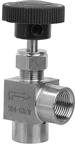 Valvola a Spillo di Intercettazione BSPP Valvola di Arresto Ad Angolo con Filettatura Femmina in Acciaio Inossidabile 304 per la Regolazione del Flusso di Carburante per Gasolio e (Manico nero 3/8