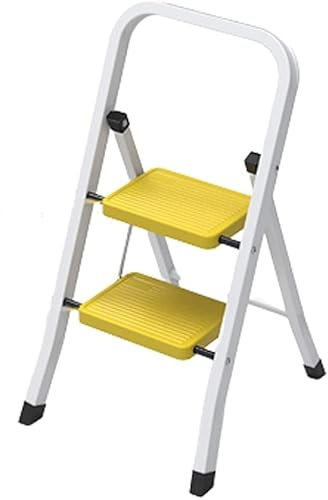 Scala di prolunga telescopica, Scala a Pedale Larga, Scala a pioli Gialla Pieghevole a 3 gradini, scaletta a Scala Piccola Sgabello Pieghevole con Pedale Largo Scale Portatili Legg