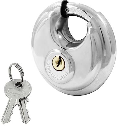 Biaungdo Cadenas à disque à clé identique, verrous à disque robustes en acier inoxydable avec cadenas à clé pour unité de stockage, clôture, garages, abris de jardin (anse de 0,9 cm de diamètre)