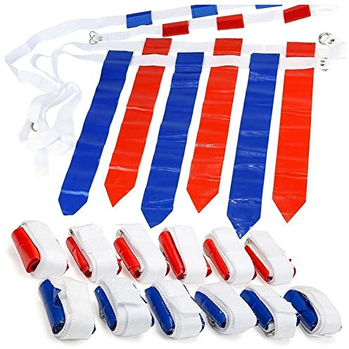 Hopbucan 12 Player Adjustable Sliding Flag Football Set, 3 Flags Per Belt, 36 Flags Total for Adults Players